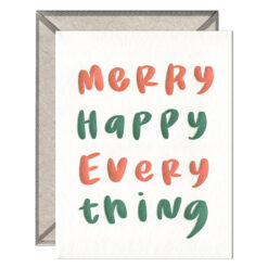 Merry Happy Everything Letterpress Greeting Card with Envelope