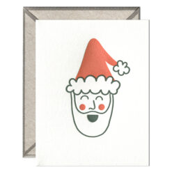 Jolly Santa Letterpress Greeting Card with Envelope