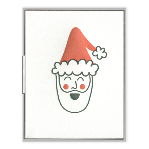 Jolly Santa Letterpress Greeting Card with Envelope
