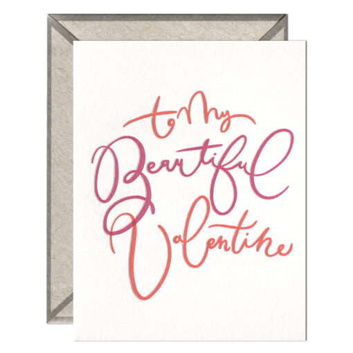 Beautiful Valentine Script Letterpress Greeting Card with Envelope