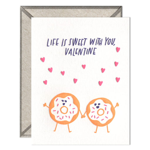Valentine Donuts Letterpress Greeting Card with Envelope