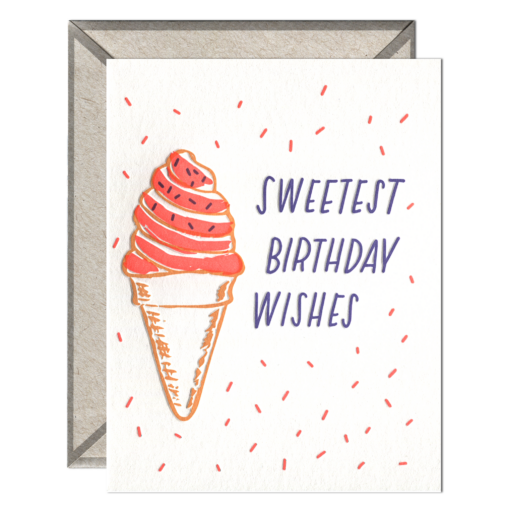 Sweetest Birthday Wishes Letterpress Greeting Card with Envelope