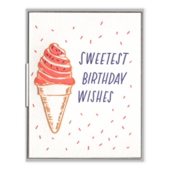 Sweetest Birthday Wishes Letterpress Greeting Card