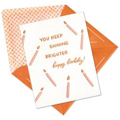 Shining Brighter Birthday Letterpress Greeting Card with Envelope