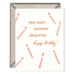 Shining Brighter Birthday Letterpress Greeting Card with Envelope