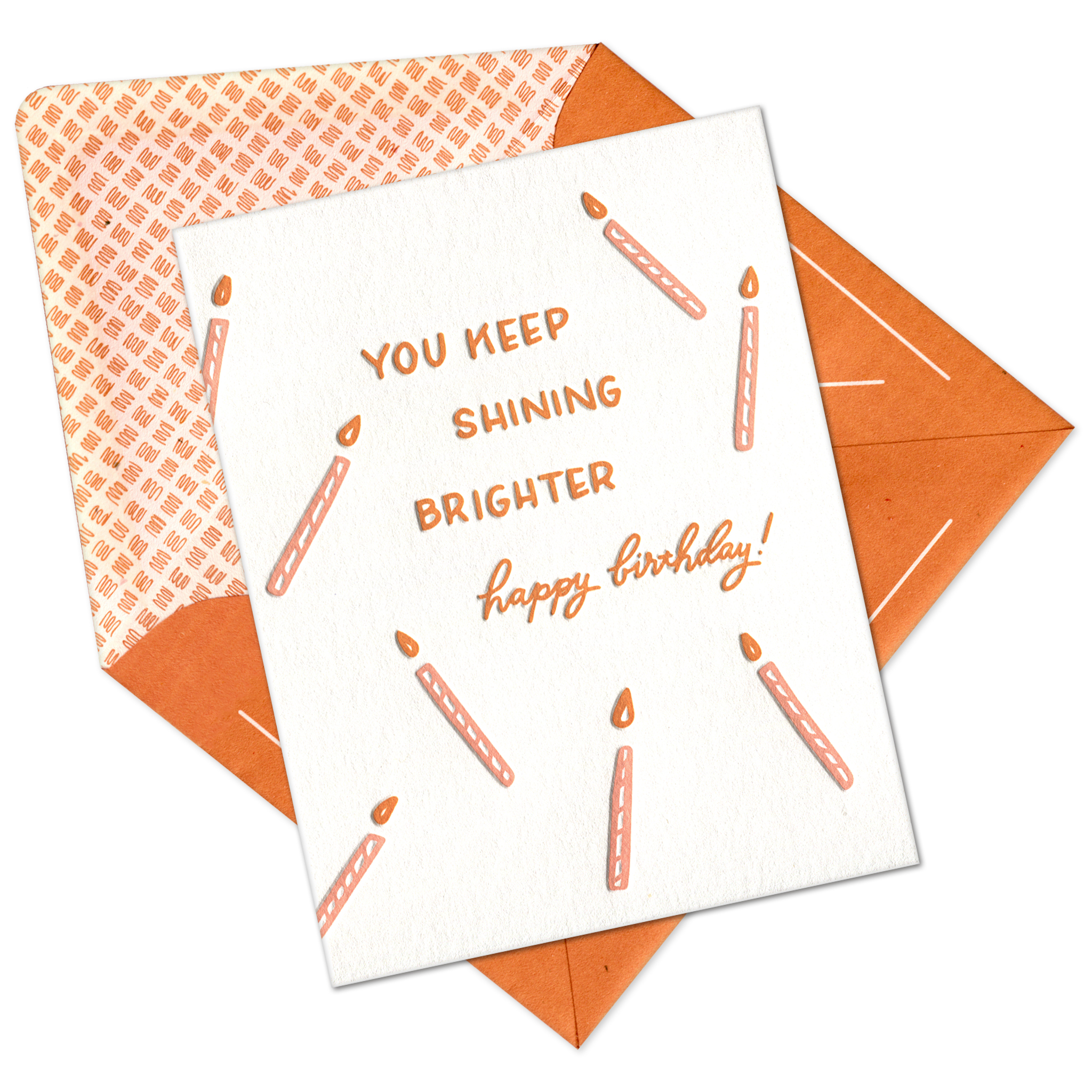Shining Brighter Birthday Letterpress Greeting Card with Envelope