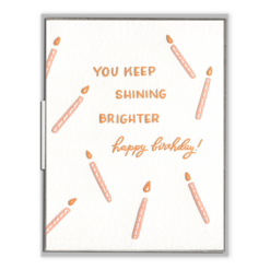 Shining Brighter Birthday Letterpress Greeting Card