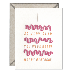 Glad You Were Born Cake Letterpress Greeting Card with Envelope