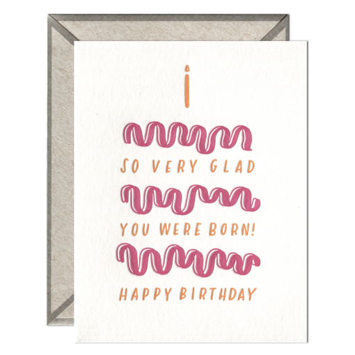 Glad You Were Born Cake Letterpress Greeting Card with Envelope