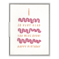 Glad You Were Born Cake Letterpress Greeting Card