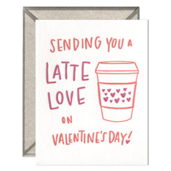 Latte Valentine Letterpress Greeting Card with Envelope