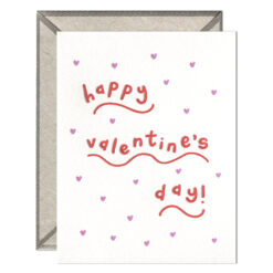 Valentines Day Squiggle Letterpress Greeting Card with Envelope