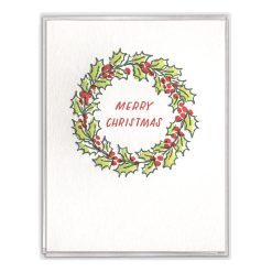 Christmas Wreath Letterpress Greeting Card Boxed Set of Six