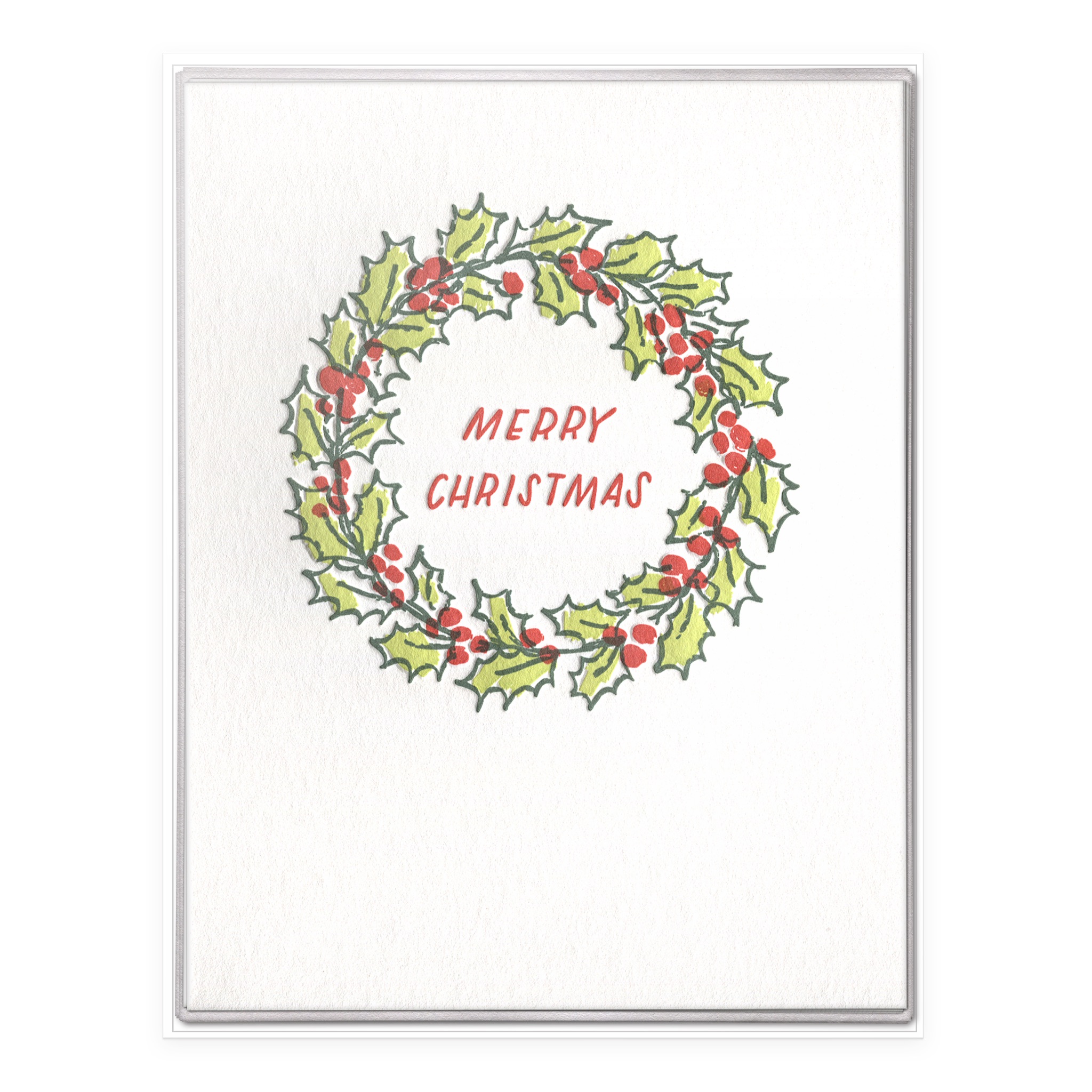 Christmas Wreath Letterpress Greeting Card Boxed Set of Six