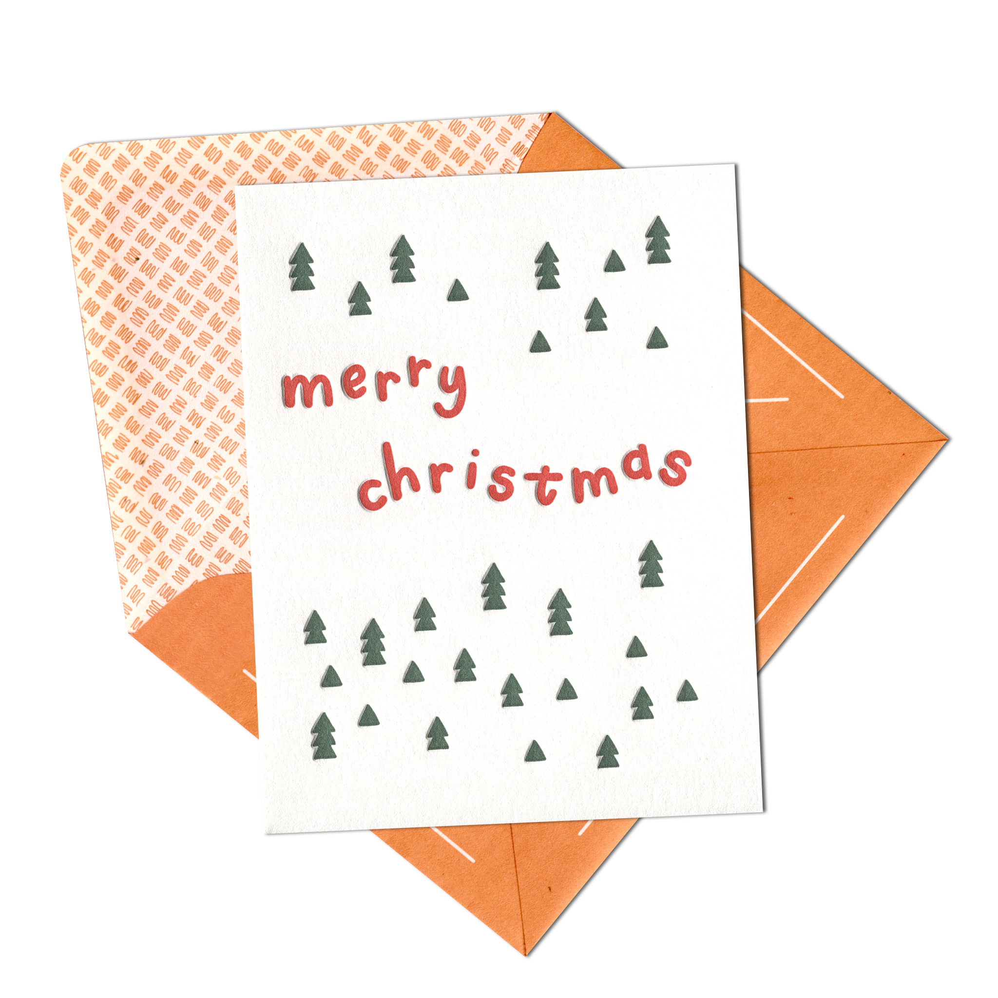 Modern Merry Christmas Letterpress Greeting Card with Envelope