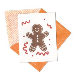 Gingerbread Friend Letterpress Greeting Card with Envelope