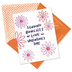 Bunches of Love Valentine Letterpress Greeting Card with Envelope