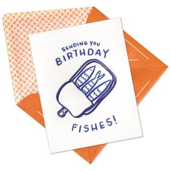 Birthday Fishes Letterpress Greeting Card with Envelope