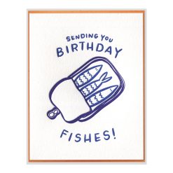 Birthday Fishes Letterpress Greeting Card