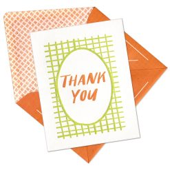 Thank You Grid Letterpress Greeting Card with Envelope