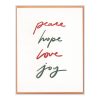 Peace, Hope, Love, Joy Letterpress Greeting Card with Envelope