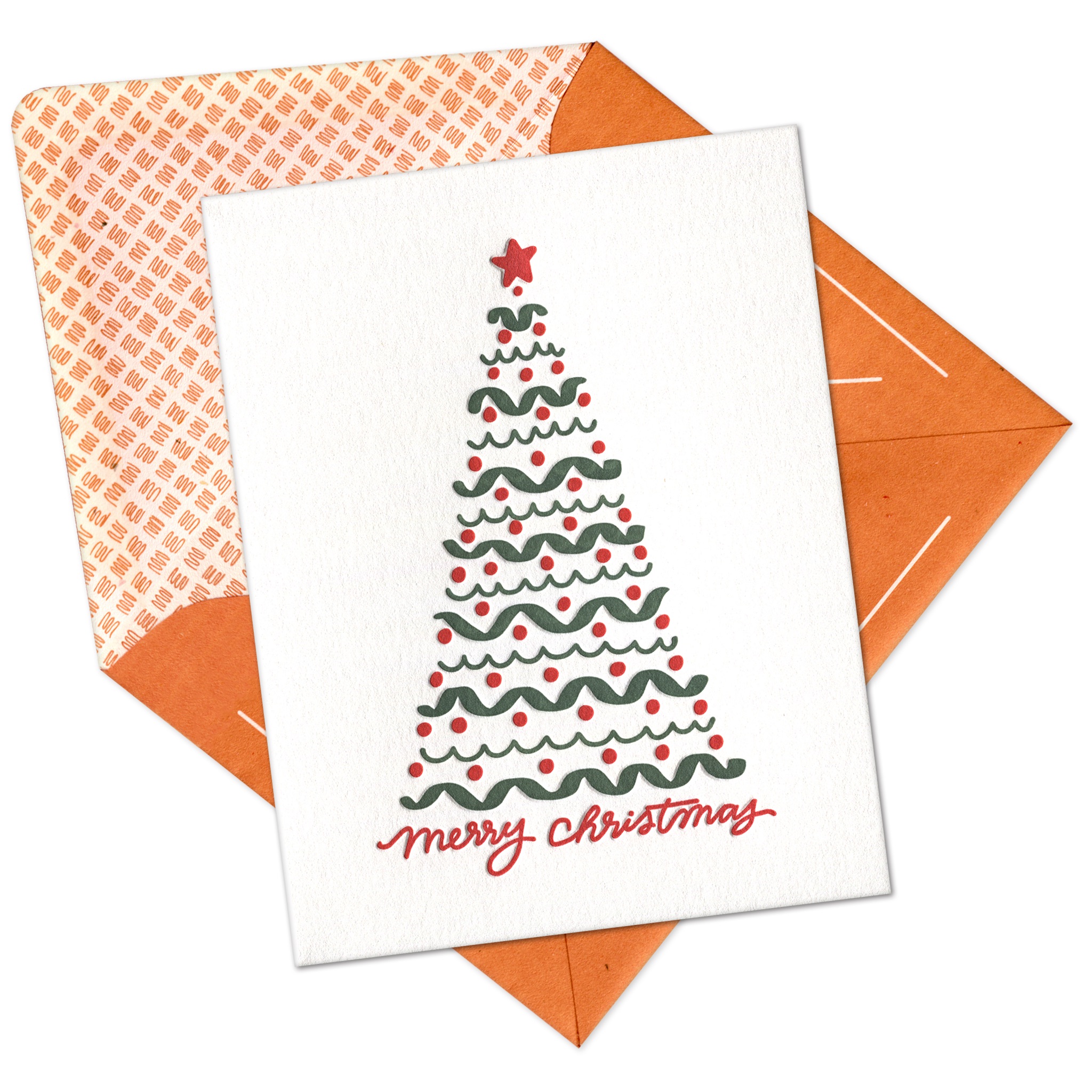 Christmas Tree Letterpress Greeting Card with Envelope