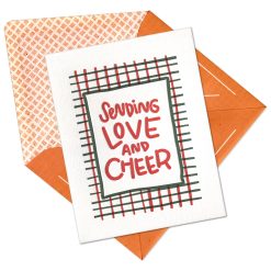 Love and Cheer Plaid Letterpress Greeting Card with Envelope