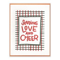 Love and Cheer Plaid Letterpress Greeting Card with Envelope
