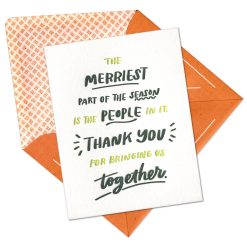 Holiday Party Thank You Letterpress Greeting Card with Envelope