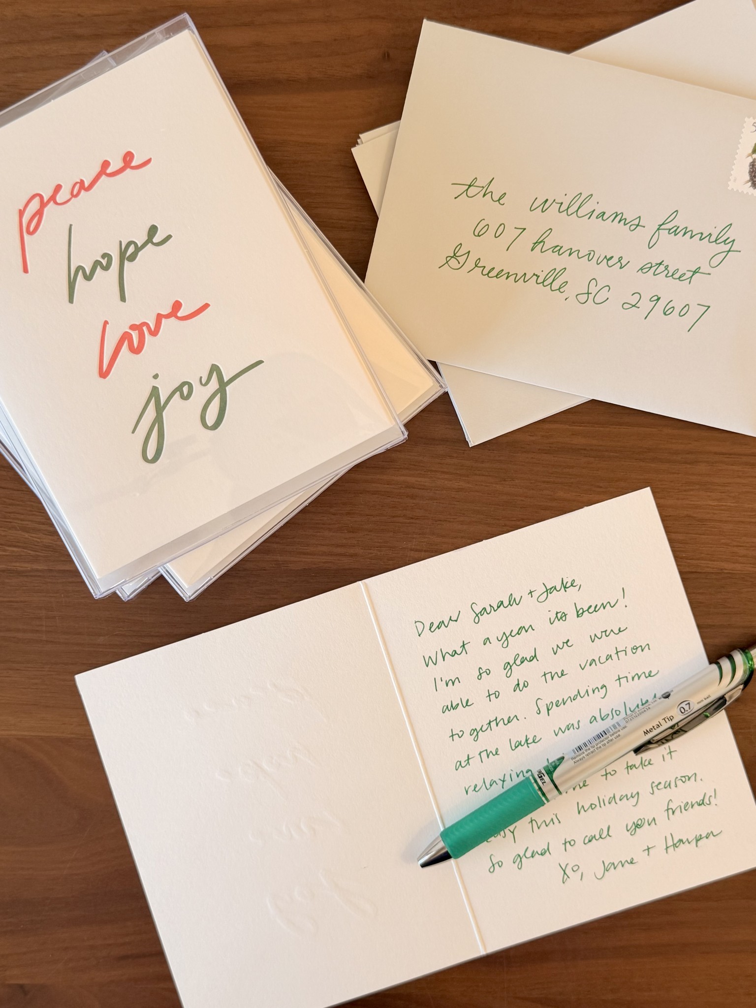 Handwritten note inside an INK MEETS PAPER Christmas card